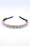 Buy_Foot Fuel_Pink Crystals, Beads Embellished Geometric Carved Brooch Hairband _at_Aza_Fashions