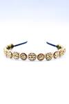 Buy_Foot Fuel_Gold Crystals, Beads, Brooches Cutwork Floral Embellished Hairband _at_Aza_Fashions