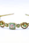Foot Fuel_Gold Crystals, Beads, Brooches Carved Floral Bloom Embellished Hairband _Online_at_Aza_Fashions