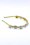 Buy_Foot Fuel_Gold Crystals, Beads, Brooches Carved Floral Bloom Embellished Hairband _Online_at_Aza_Fashions