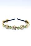 Buy_Foot Fuel_Gold Beads Carved Floral Embellished Hairband _at_Aza_Fashions