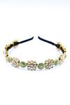 Shop_Foot Fuel_Gold Beads Carved Floral Embellished Hairband _at_Aza_Fashions