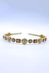 Foot Fuel_Gold Crystals, Beads, Brooches Vintage Floral Embellished Hairband _Online_at_Aza_Fashions