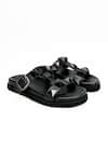 Buy_Heel Your Sole_Black Quad Studs Emebllished Sliders _at_Aza_Fashions