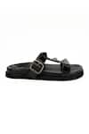 Heel Your Sole_Black Quad Studs Emebllished Sliders _Online_at_Aza_Fashions