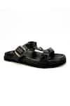 Buy_Heel Your Sole_Black Quad Studs Emebllished Sliders _Online_at_Aza_Fashions