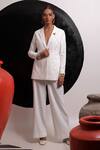 Buy_Nautanky_Ivory Hand Woven Cotton Embroidery Thread Lapel Etheral Floral Blazer With Pant _at_Aza_Fashions