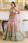 Moledro_Pink Lehenga And Blouse Organza Embroidery Pearl Azura Gardenia Bridal Set _Online_at_Aza_Fashions