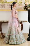 Buy_Moledro_Pink Lehenga And Blouse Organza Embroidery Pearl Azura Gardenia Bridal Set _Online_at_Aza_Fashions