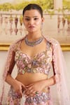 Moledro_Pink Lehenga And Blouse Organza Embroidery Pearl Azura Gardenia Bridal Set _at_Aza_Fashions