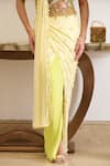 Moledro_Green Pre-draped Saree And Pallu Georgette Lulu Drop Embellished With Blouse_Online
