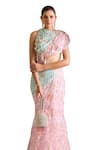 Moledro_Pink Georgette Embroidery Sequin High Round Zil Embellished Draped Saree Gown _Online_at_Aza_Fashions