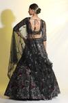 MeenaGurnam_Black Net Hand Embellished Dori Square Neck Blouse Lehenga Set _Online_at_Aza_Fashions