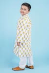 Buy_Kalp_White Cotton Print Floral Bud Ace Kurta With Pant_Online_at_Aza_Fashions