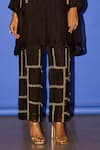 Esha Arora_Black Organza Embroidery Line Round Sleeve Kurta And Flared Pant Set_Online_at_Aza_Fashions