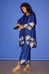 Buy_Esha Arora_Blue Silk Embroidery Pearl Round Kurta And Pant Set_Online_at_Aza_Fashions