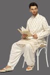 A!A By Abrar Ali_Ivory Handloom Cotton Printed Floral Straight Kurta And Salwar Set_Online_at_Aza_Fashions
