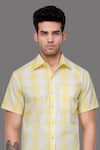 Buy_A!A By Abrar Ali_Yellow Fine Polin Printed Button Down Shirt_Online_at_Aza_Fashions