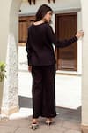 Shop_ASRUMO_Black Shirt And Pant Cotton Gauze Embroidered Paisley V Neck Motif With _at_Aza_Fashions