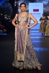 Buy_Etasha by Asha Jain_Purple Kurta Metallic Mesh Embellished Sequin Round Palazzo Set_at_Aza_Fashions