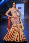 Buy_Etasha by Asha Jain_Gold Lehenga Silk And Metallic Tissue Embellished Pearls Mermaid Tail Set _at_Aza_Fashions