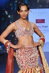 Shop_Etasha by Asha Jain_Gold Lehenga Silk And Metallic Tissue Embellished Pearls Mermaid Tail Set_Online_at_Aza_Fashions