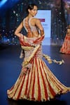 Etasha by Asha Jain_Gold Lehenga Silk And Metallic Tissue Embellished Pearls Mermaid Tail Set_at_Aza_Fashions