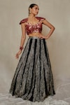 Buy_Etasha by Asha Jain_Black Lehenga Silk And Metallic Tissue Embellished 3d Textured With Blouse_at_Aza_Fashions