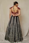 Shop_Etasha by Asha Jain_Black Lehenga Silk And Metallic Tissue Embellished 3d Textured With Blouse_at_Aza_Fashions