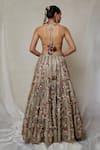 Shop_Etasha by Asha Jain_Grey Lehenga Crochet Embellished Floral Criss Cross 3d With Blouse _at_Aza_Fashions