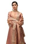 Buy_Mimamsaa_Rose Gold Tissue Silk Woven Floral Priti Applique Embroidered Dupatta _at_Aza_Fashions