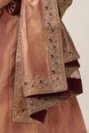 Mimamsaa_Rose Gold Tissue Silk Woven Floral Priti Applique Embroidered Dupatta _Online_at_Aza_Fashions