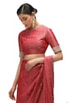 Mimamsaa_Red Saree Chiffon Silk Zari Woven Sequins Rani Border Embroidered With Blouse _Online_at_Aza_Fashions