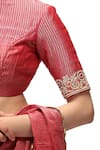 Buy_Mimamsaa_Red Saree Chiffon Silk Zari Woven Sequins Rani Border Embroidered With Blouse _Online_at_Aza_Fashions