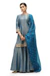 Shop_Mimamsaa_Blue Organza Silk Woven Beads Ranya Embroidered Dupatta _at_Aza_Fashions