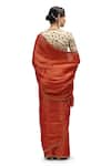 Shop_Mimamsaa_Red Munga Silk Woven Floral Square Siya Border Embroidered Saree With Blouse _at_Aza_Fashions