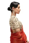 Mimamsaa_Ivory Munga Silk Woven Sequins Square Neck Siya Embroidered Blouse _at_Aza_Fashions