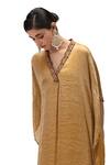 Shop_Mimamsaa_Yellow Chiffon Silk Woven Sequins V Neck Sona Embroidered Kaftan Set _Online_at_Aza_Fashions