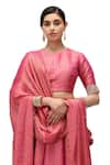 Mimamsaa_Fuchsia Munga Silk Woven Beads Round Trisha Embroidered Blouse _Online_at_Aza_Fashions