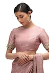 Mimamsaa_Pink Saree Chiffon Silk Zari Woven Sequins Round Yukta Embroidered With Blouse _Online