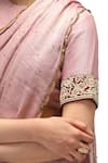 Mimamsaa_Pink Munga Silk Zari Woven Beads Round Yukta Embroidered Blouse _Online_at_Aza_Fashions