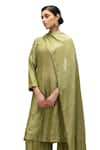 Buy_Mimamsaa_Green Chiffon Silk Woven Zari Striped Keya Dupatta _Online_at_Aza_Fashions