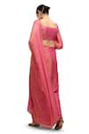 Shop_Mimamsaa_Pink Saree Chiffon Silk Woven Striped Deep Round Kumud With Blouse _at_Aza_Fashions