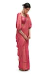 Shop_Mimamsaa_Pink Saree Chiffon Silk Woven Striped Deep Round Kumud With Blouse _Online_at_Aza_Fashions