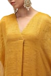 Buy_Mimamsaa_Yellow Chiffon Silk Woven V Manjari Zari Striped Sequin Embellished Kaftan Set 