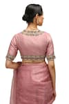 Shop_Mimamsaa_Pink Chanderi Silk Embroidery Bloom Garden V Neck Nayantara Blouse _at_Aza_Fashions