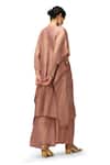 Shop_Mimamsaa_Pink Munga Silk Woven V Nilima Zari Striped Sequin Embellished Kaftan With Pant_at_Aza_Fashions