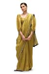 Mimamsaa_Green Tissue Silk Embroidered Sequin Anahita Saree With Running Blouse_at_Aza_Fashions