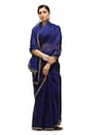 Buy_Mimamsaa_Blue Saree Organza Silk Embroidered Sequin Closed Neck Charulata With Blouse_at_Aza_Fashions