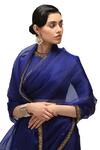 Buy_Mimamsaa_Blue Saree Organza Silk Embroidered Sequin Closed Neck Charulata With Blouse_Online_at_Aza_Fashions